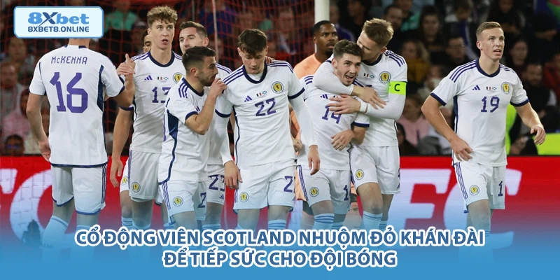Cổ động viên Scotland nhuộm đỏ khán đài để tiếp sức cho đội bóng.